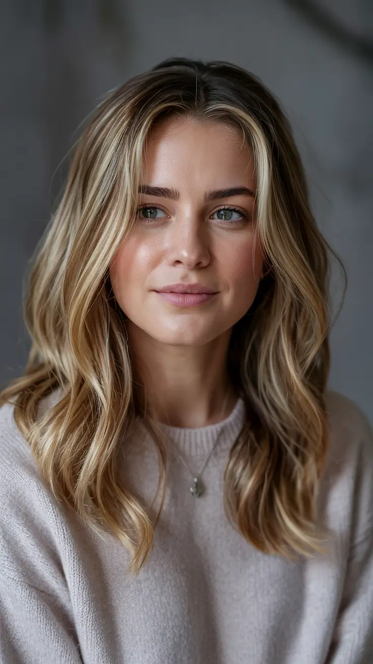 fall haircuts 2025 Delicate Face-Framing Layers with Rooted Blonde