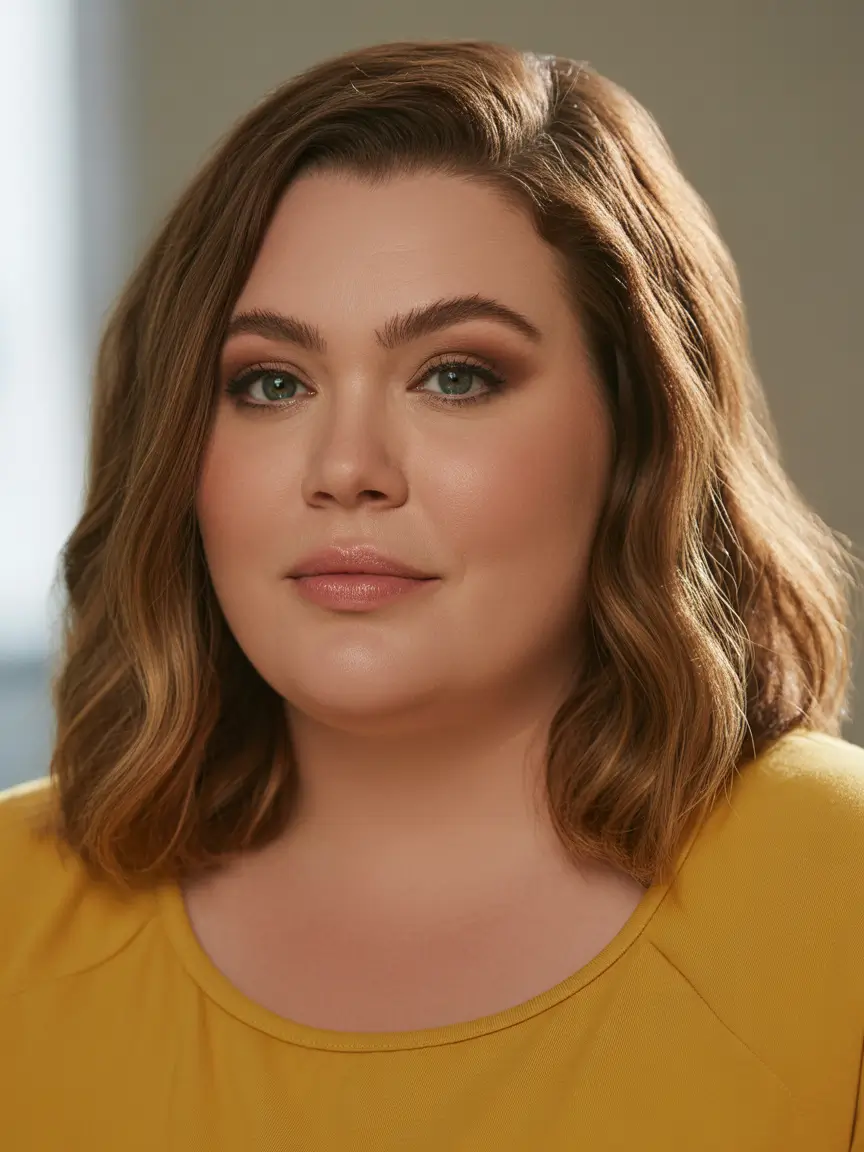 fall haircuts for plus size women short Glossy Blunt Bob with Deep Side Part