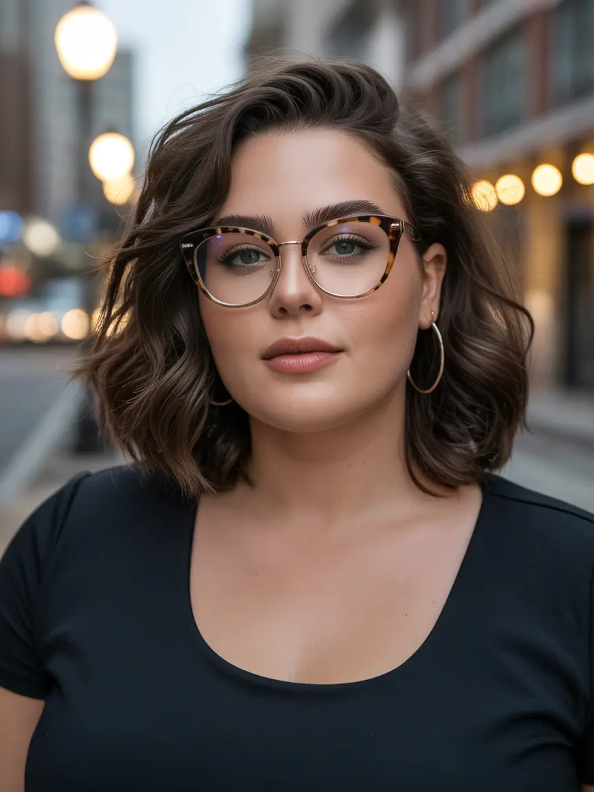 fall haircuts for plus size women short Wavy Chin-Length Crop with Soft Side Volume