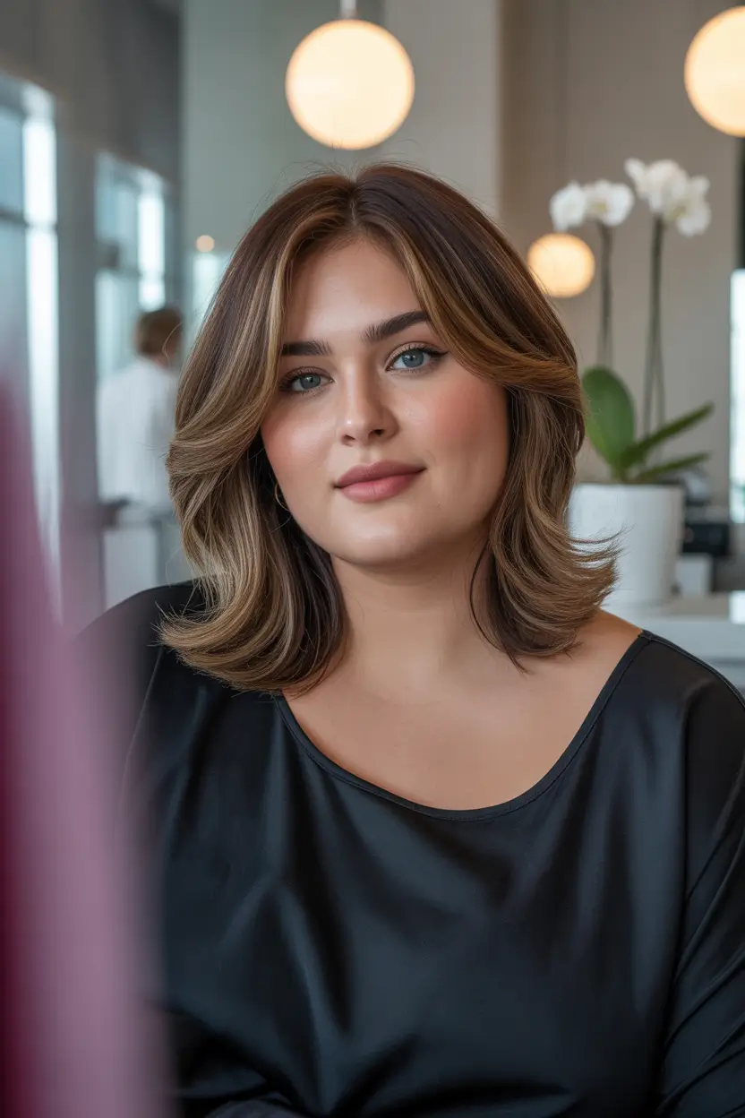 fall haircuts for plus size women in 40s Face-Framing Layers With ’90s Volume