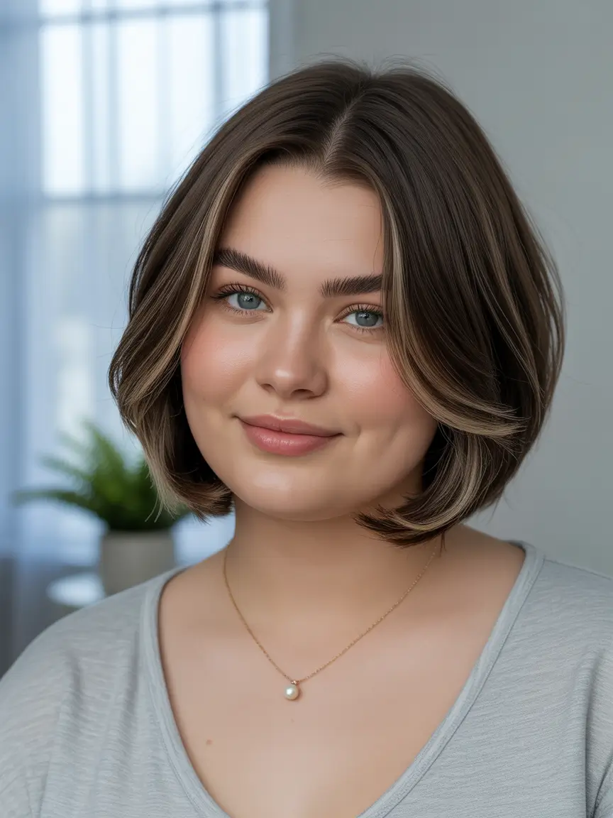 fall haircuts for plus size women short Short Blunt Bob with Face-Framing Lights