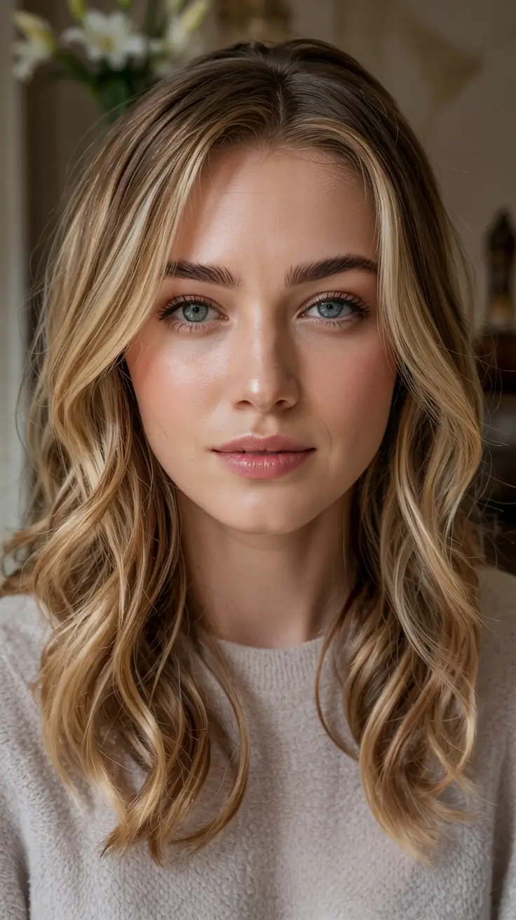 fall colors hairstyles Buttery Beige Beach Waves with Soft Finish