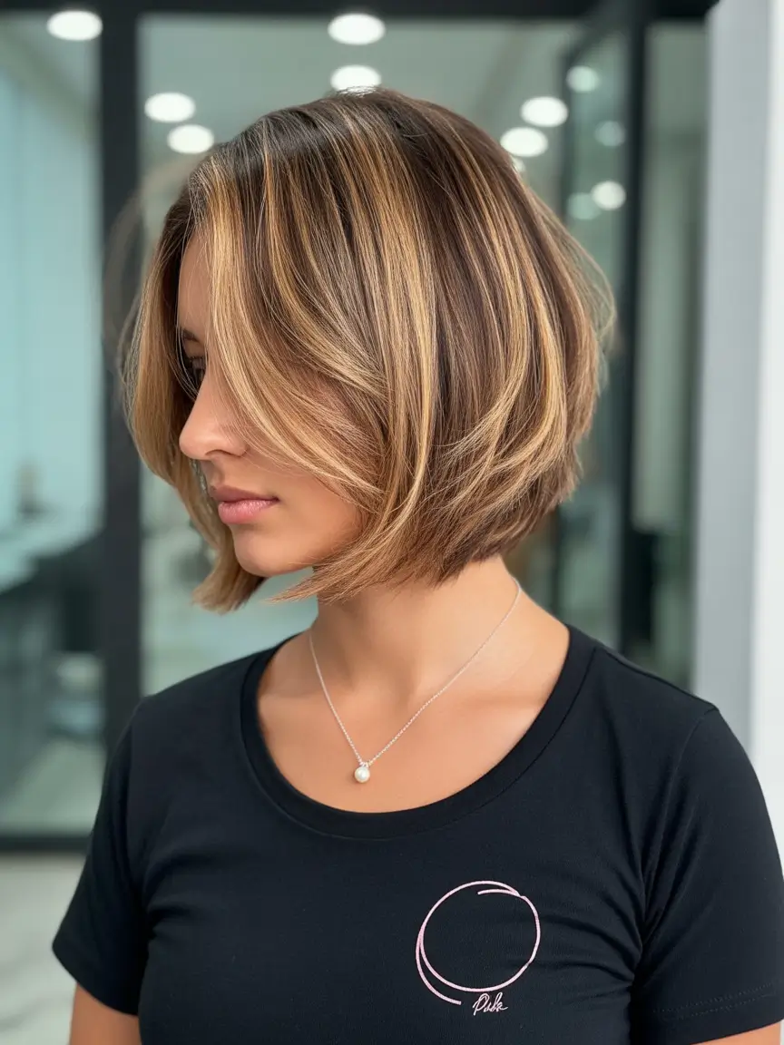 fall hairstyles and colors Warm Brunette Bob With Dimensional Layers