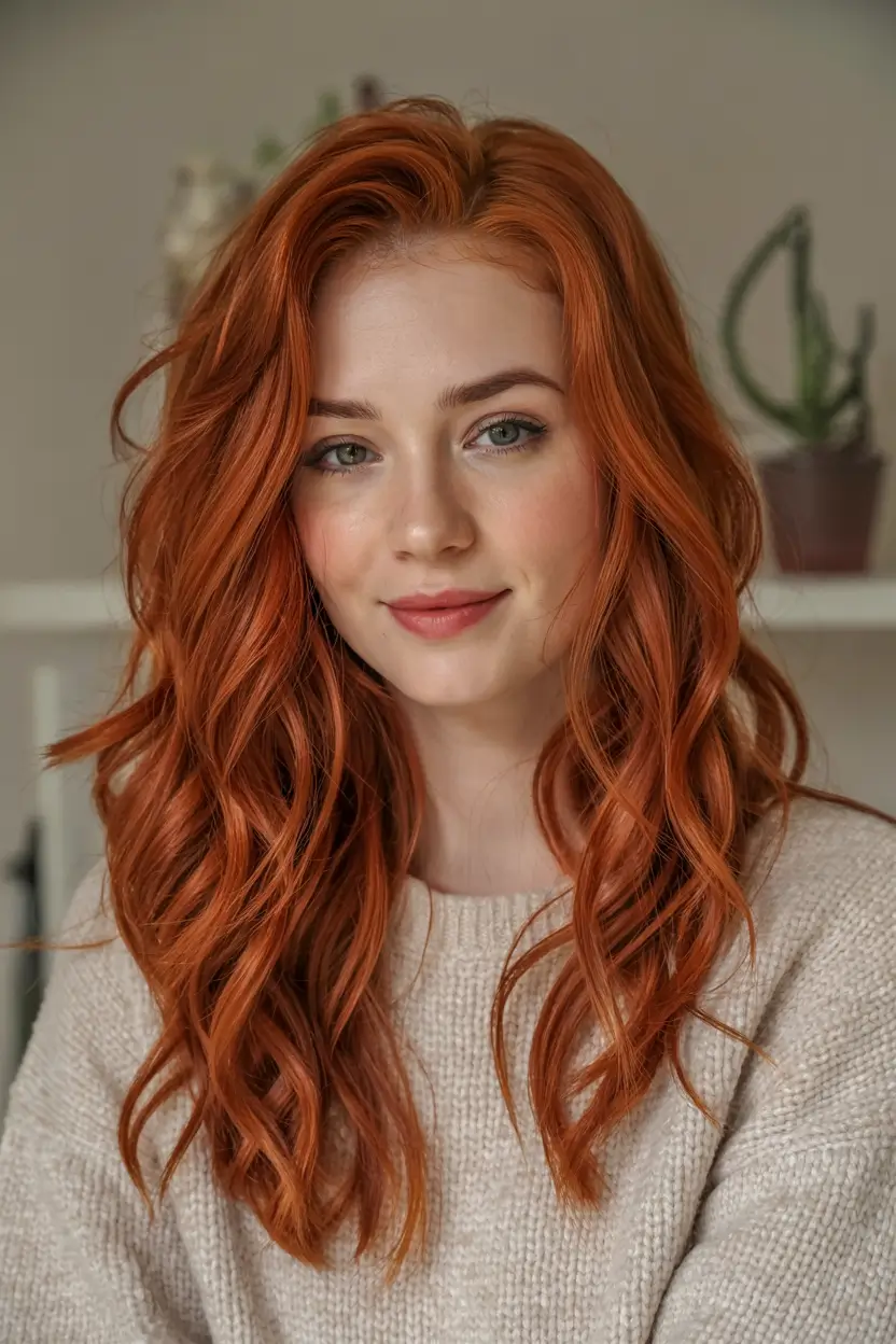 fall hair colors long hairstyles Spiced Cinnamon Layers with Fiery Shine