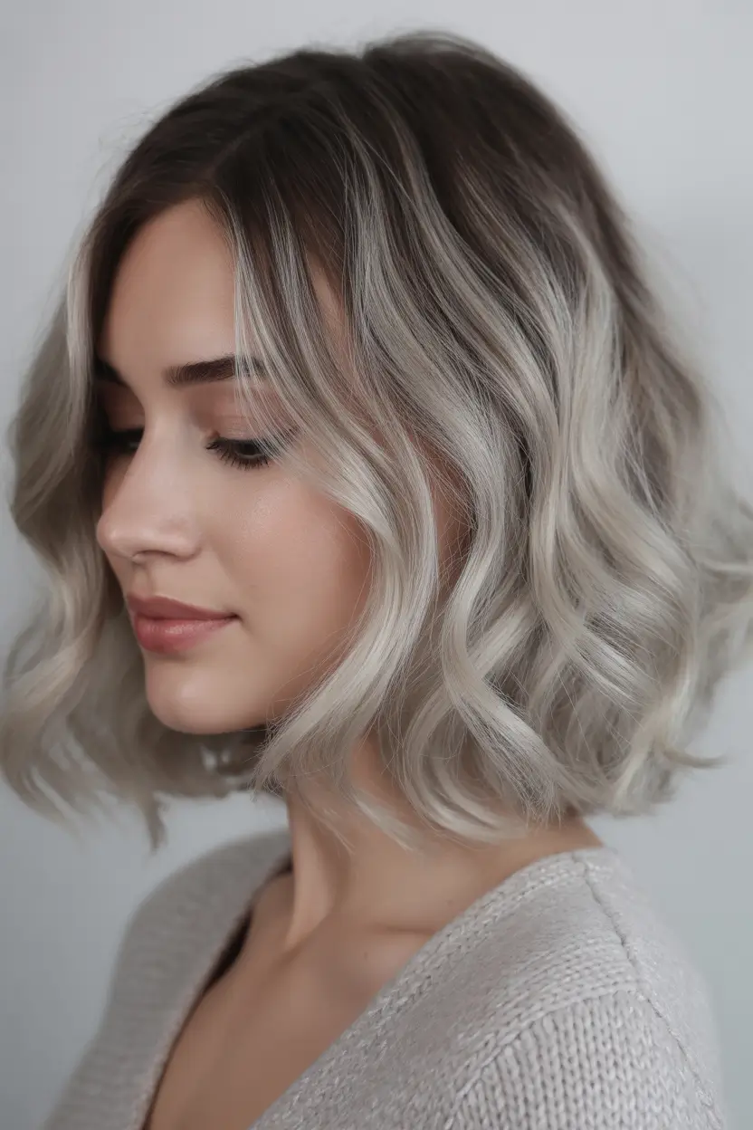 fall hair colors and hairstyles Silver Blonde Contour Bob with Soft Movement