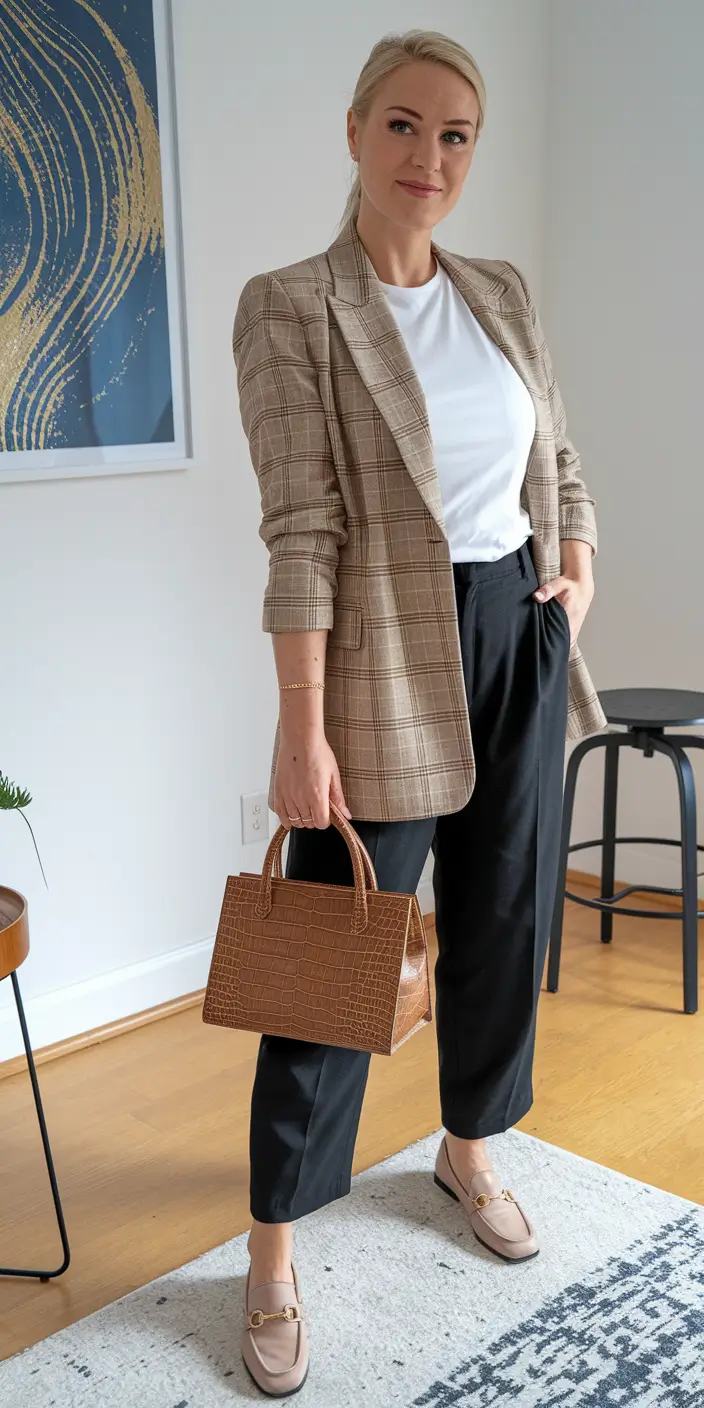 fall office outfits for women Casual Chic with a Blazer Twist
