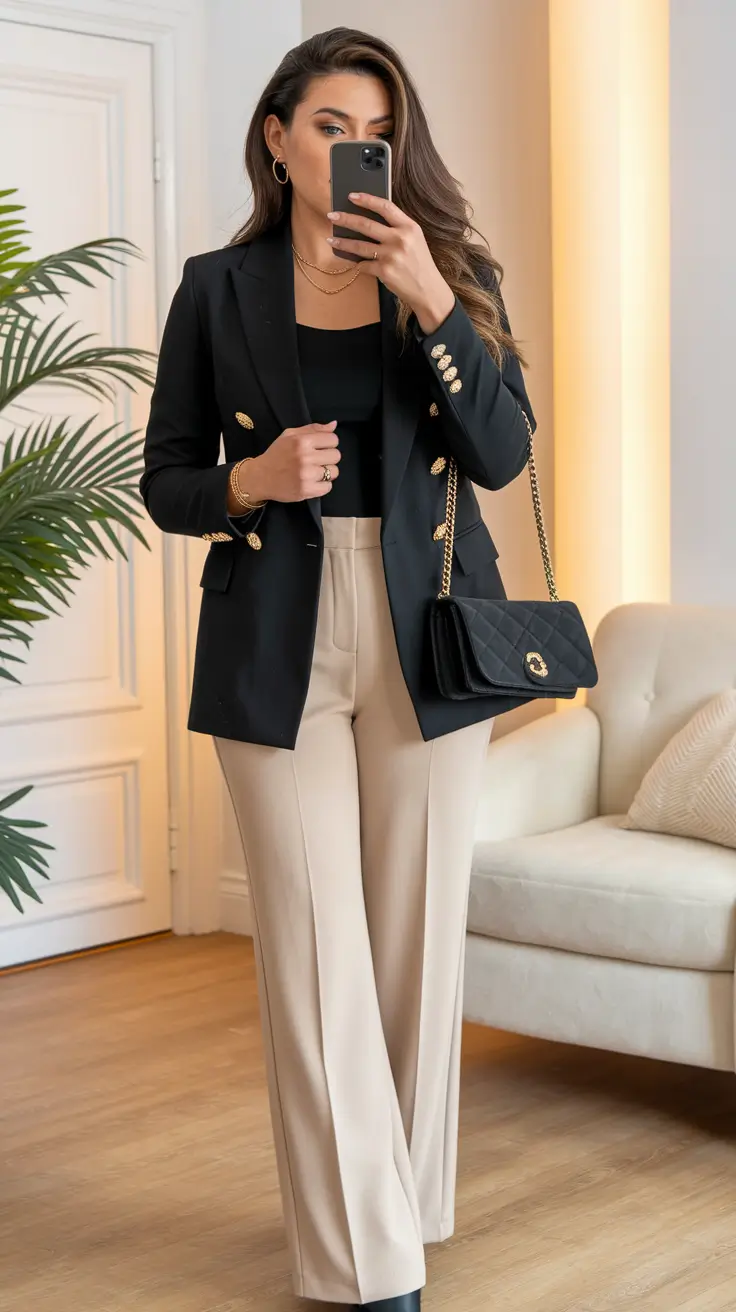 fall office outfits for women Tailored Neutrals With a Power Finish