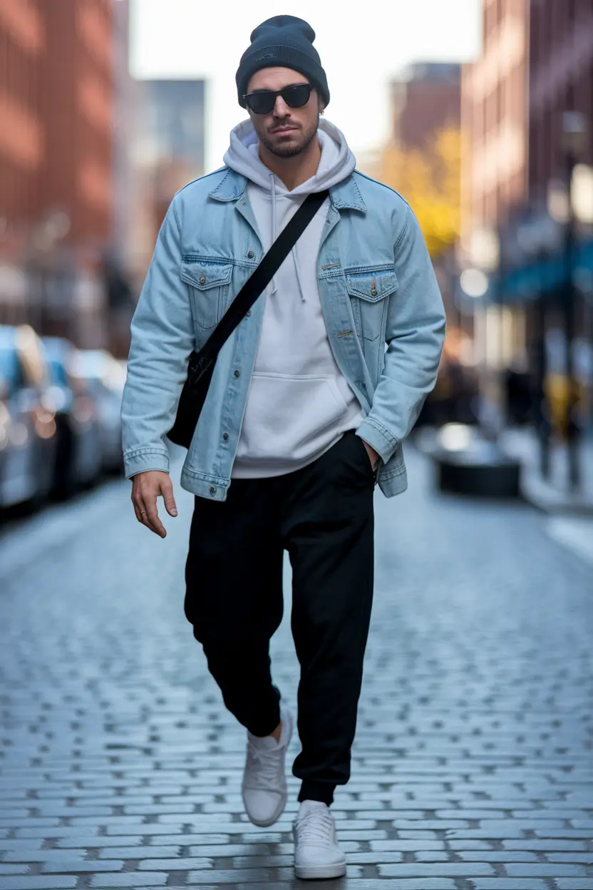 fall outfits for men Denim Layers for a Laid-Back City Walk