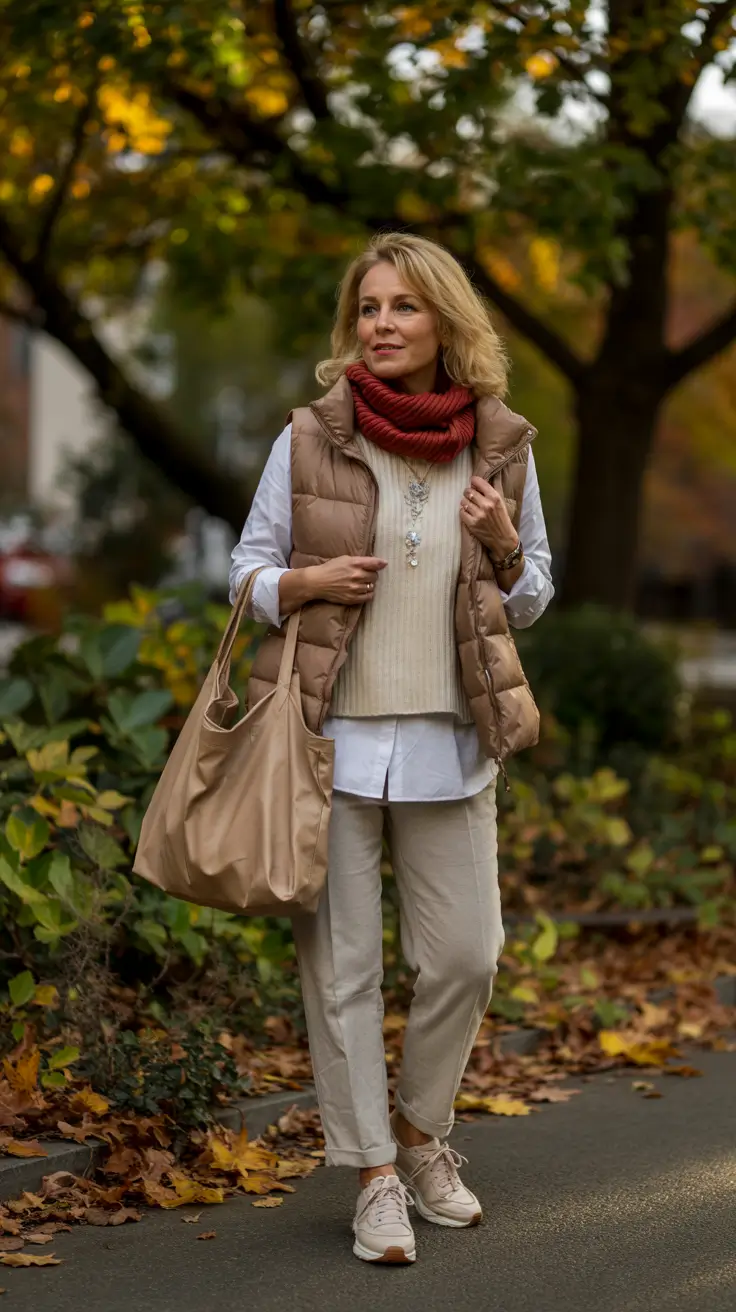 sporty outfits for women over 40 casual fall Sporty Layers for a Crisp Morning