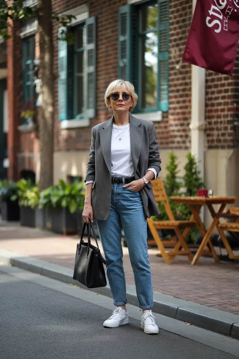 fall outfits for women over 40 Urban Casual with a Tailored Twist