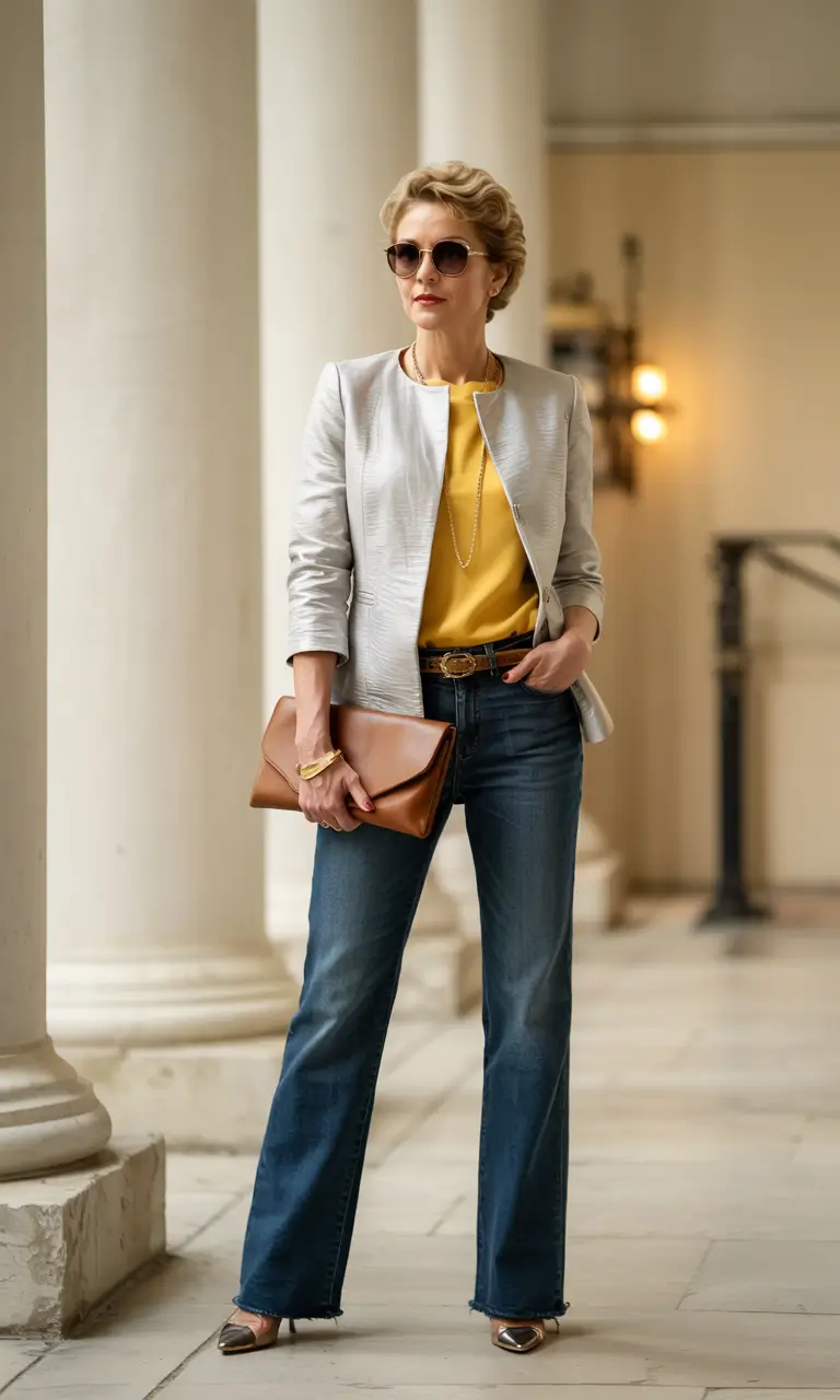 fall 2025 outfits women over 40 City Chic in Golden Light
