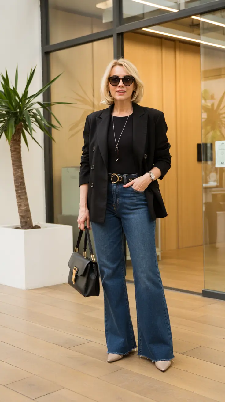 fall business casual outfits for women over 40 All-Black with a Twist