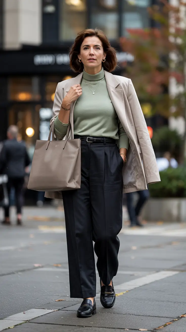 fall 2025 outfits women over 40 work Sage & Sand Sophistication
