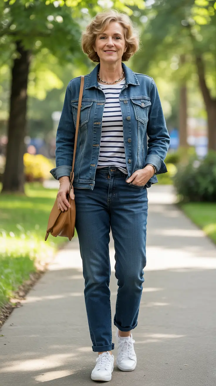 fall outfits for women over 50 casual Denim on Denim, But Make It French Girl Casual