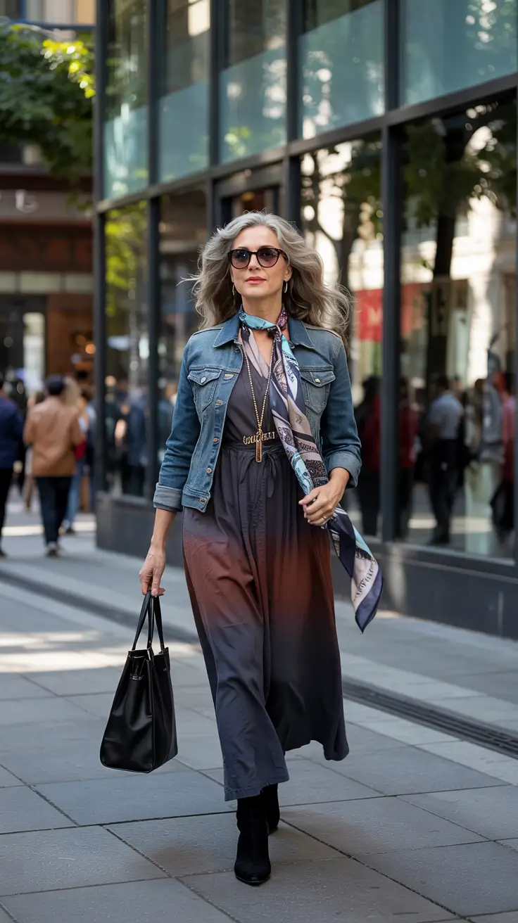 casual fall outfits for women over 50 2025 Effortless Boho with a Denim Twist