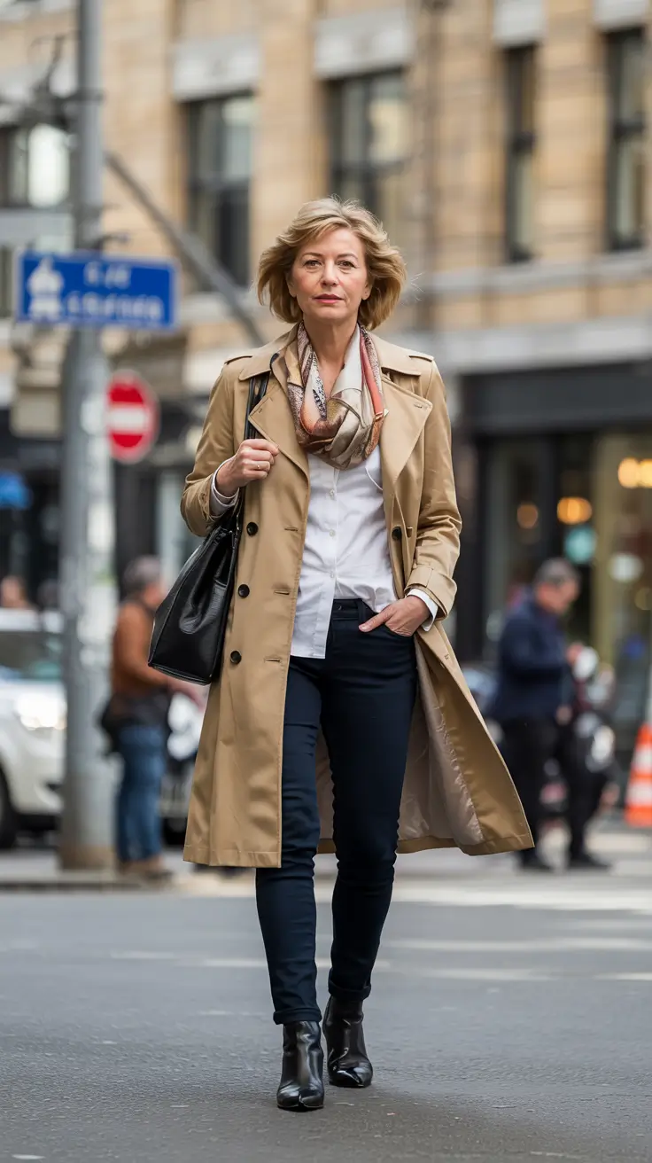 fall outfits for women over 50 casual Trench & Tapered: A Fall City Essential