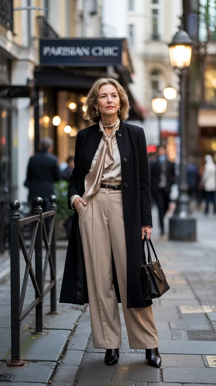 fall outfits for women over 50 classy Monochrome Luxe in Cream & Black