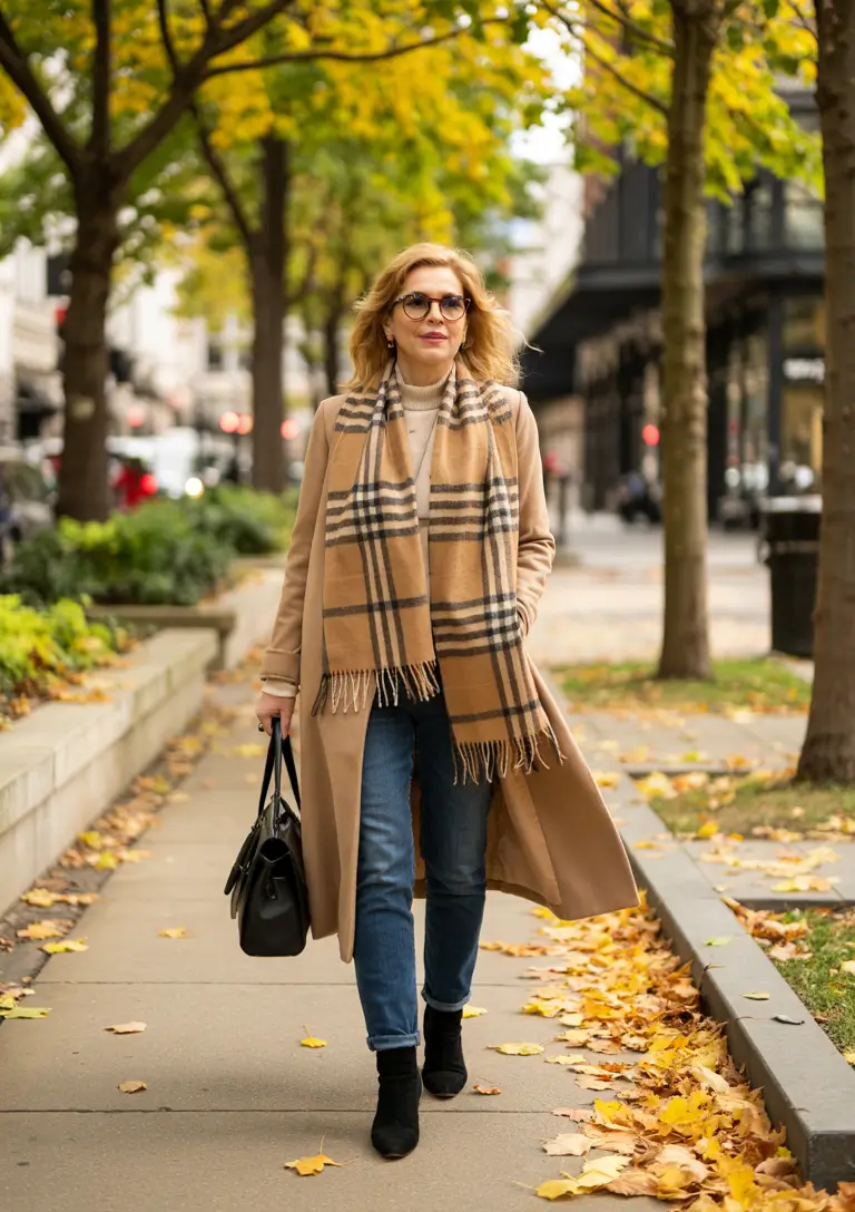 fall outfits for women over 50 casual Wrapped in Warmth and Burberry Vibes