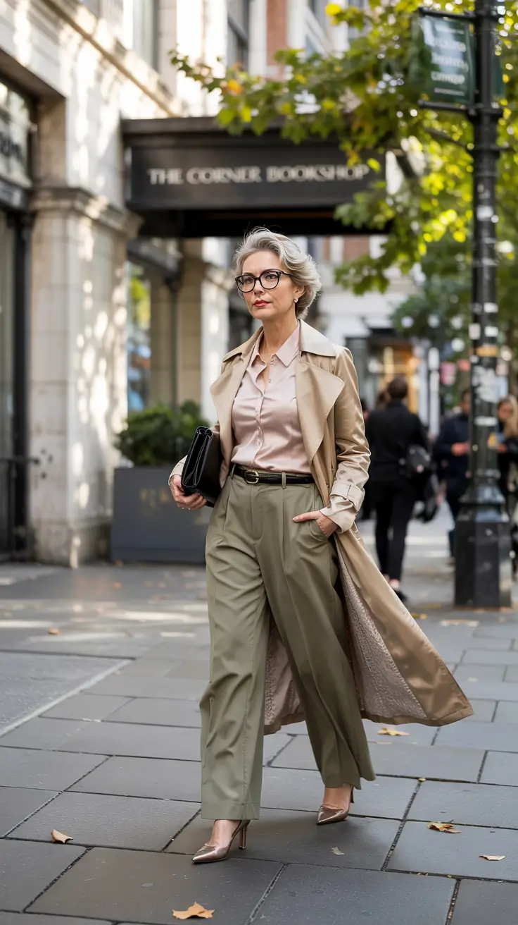 fall outfits for women over 50 2025 Polished Trench & Business Casual Flair