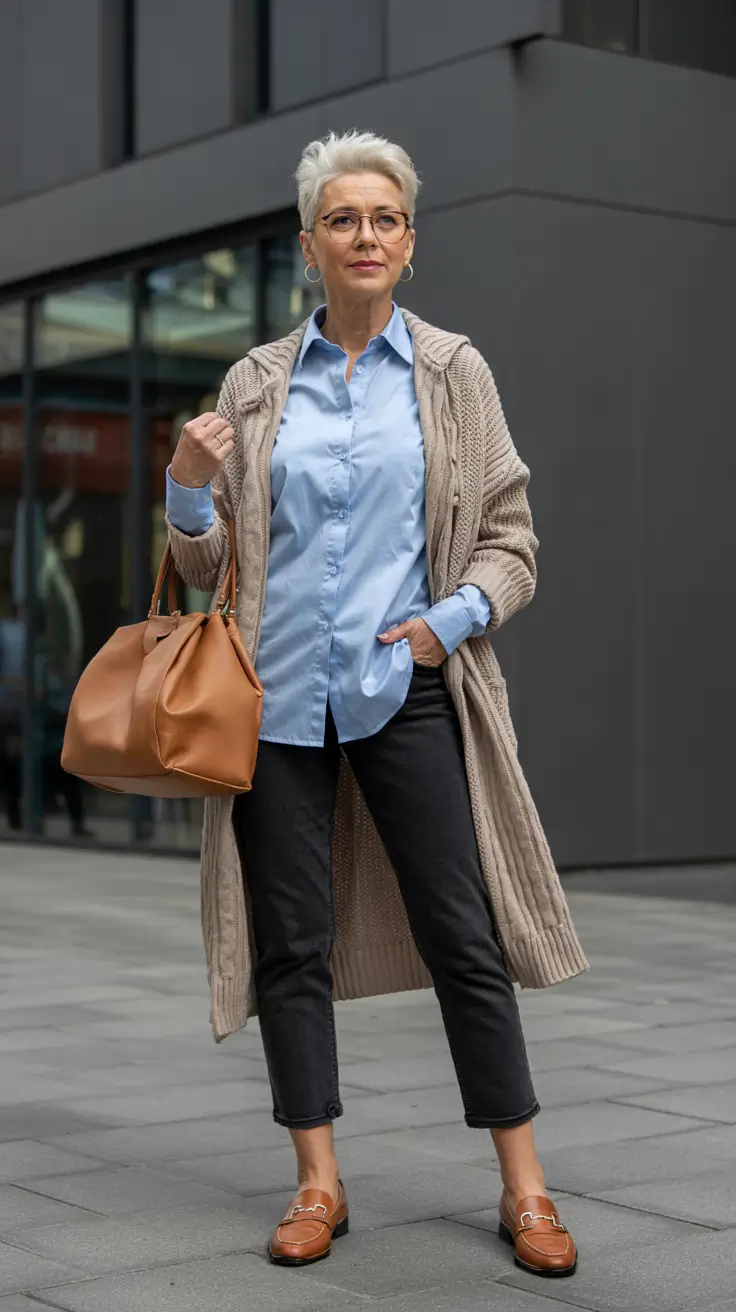 fall outfits women over 50 classy casual style Cool-Toned Layers with Quiet Edge