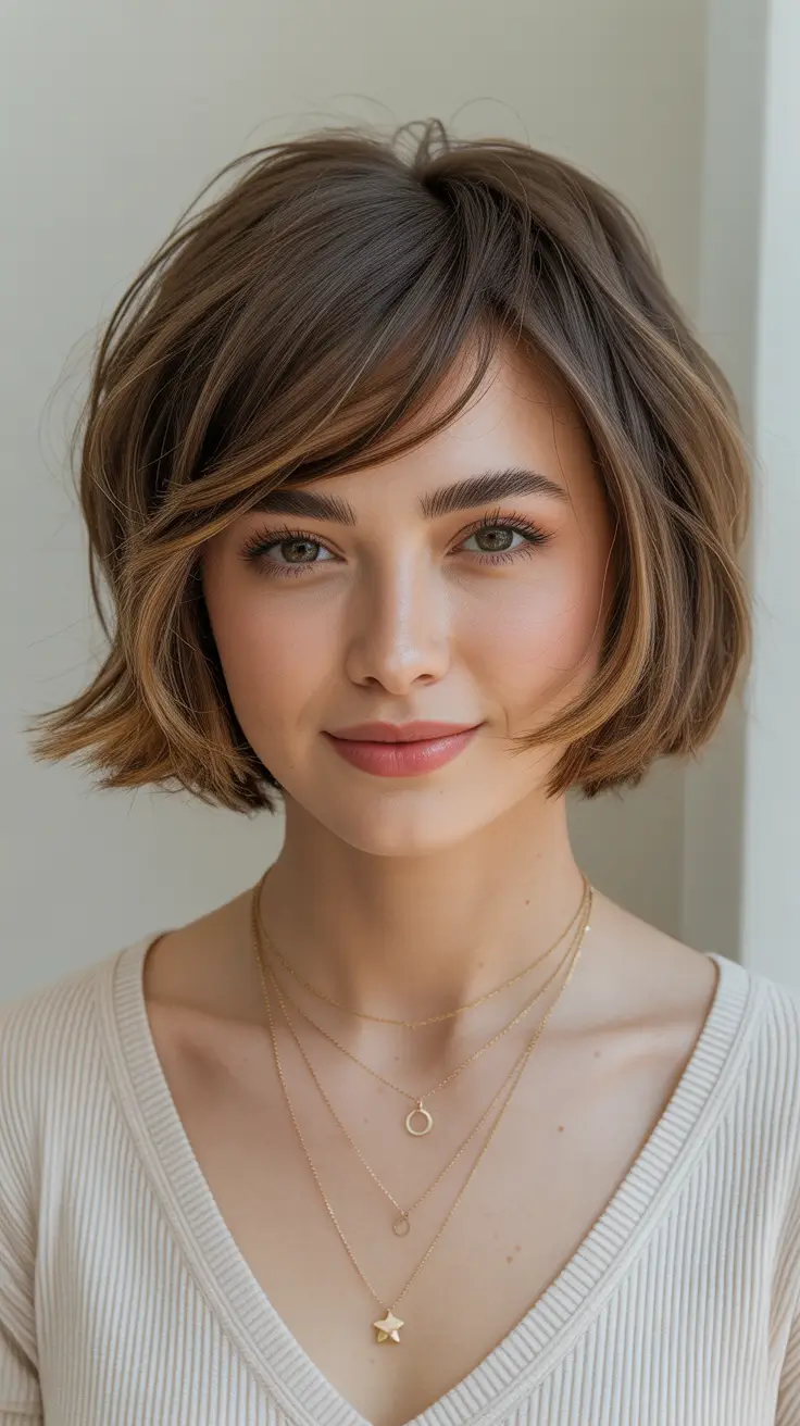 fall oval face haircuts French-Inspired Bob with Curtain Bangs