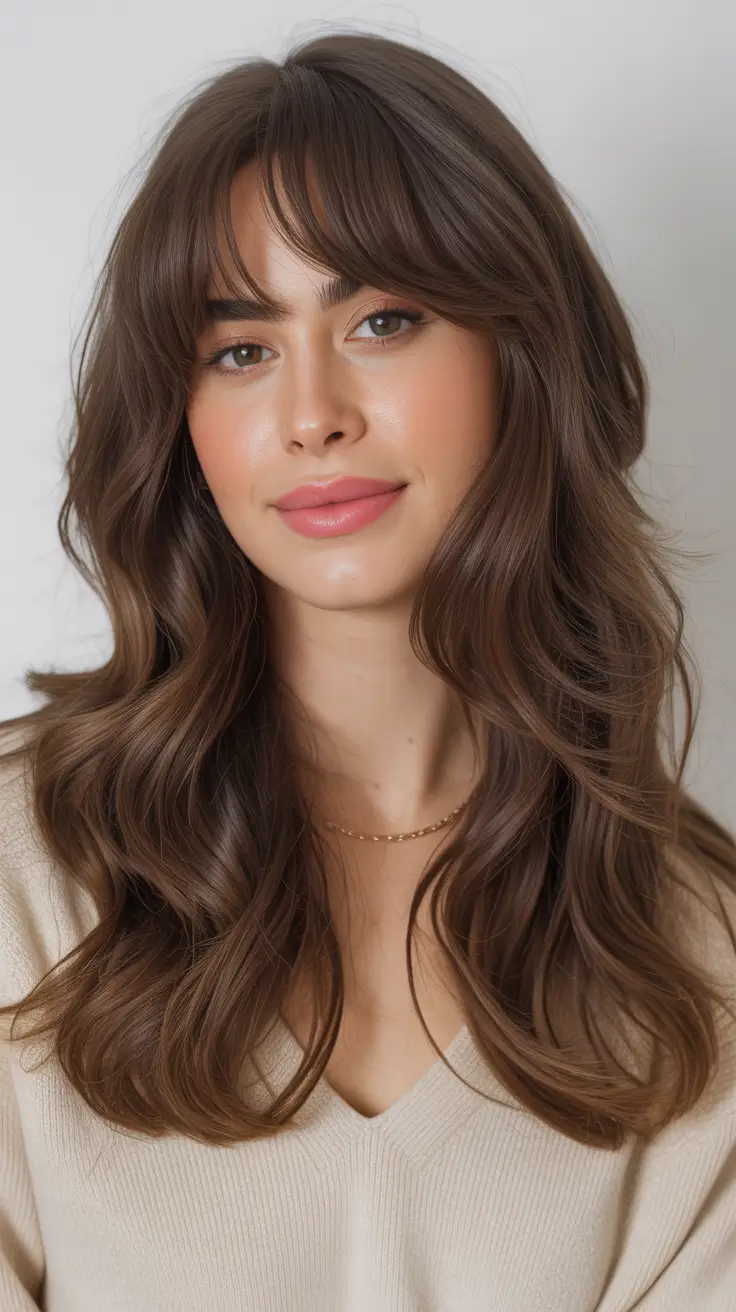 fall oval face haircuts Retro Waves with Full Fringe