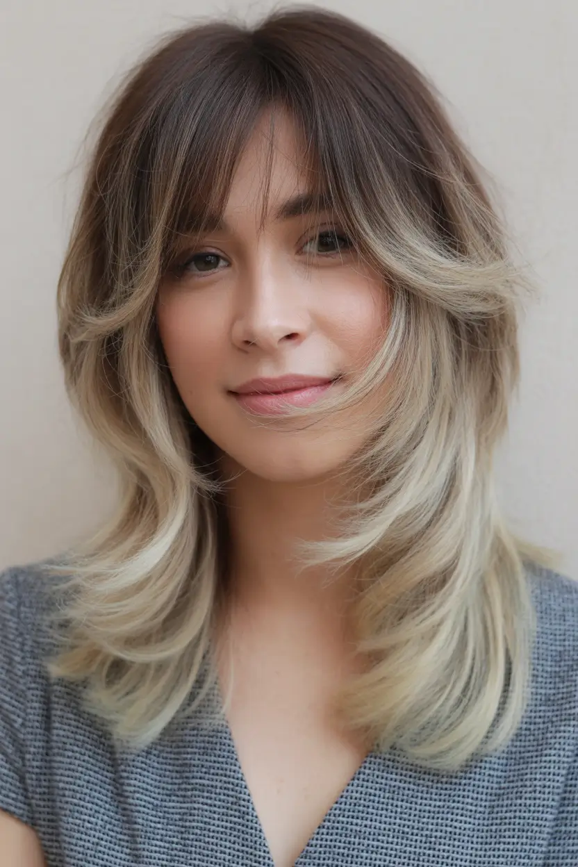 fall oval face haircuts Layered Curtain Shag for Retro Vibes