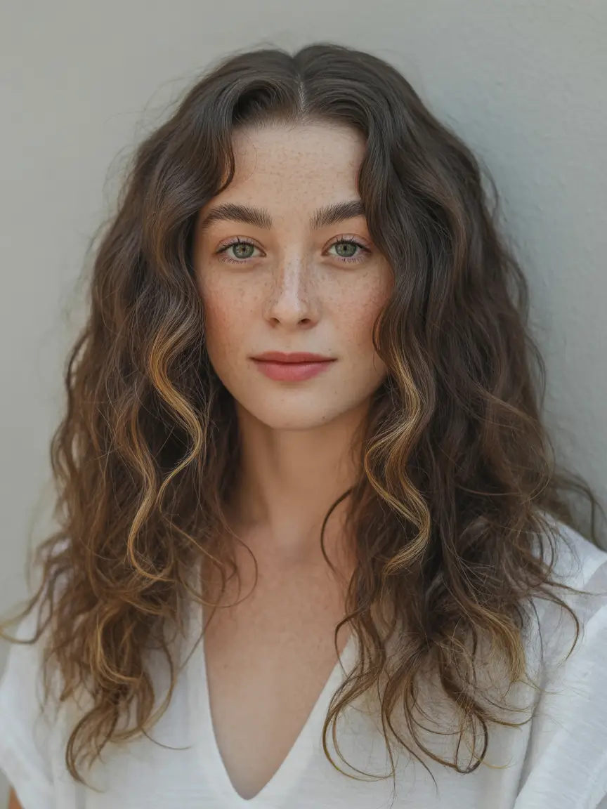 fall oval face haircuts Natural Texture with Subtle Highlights