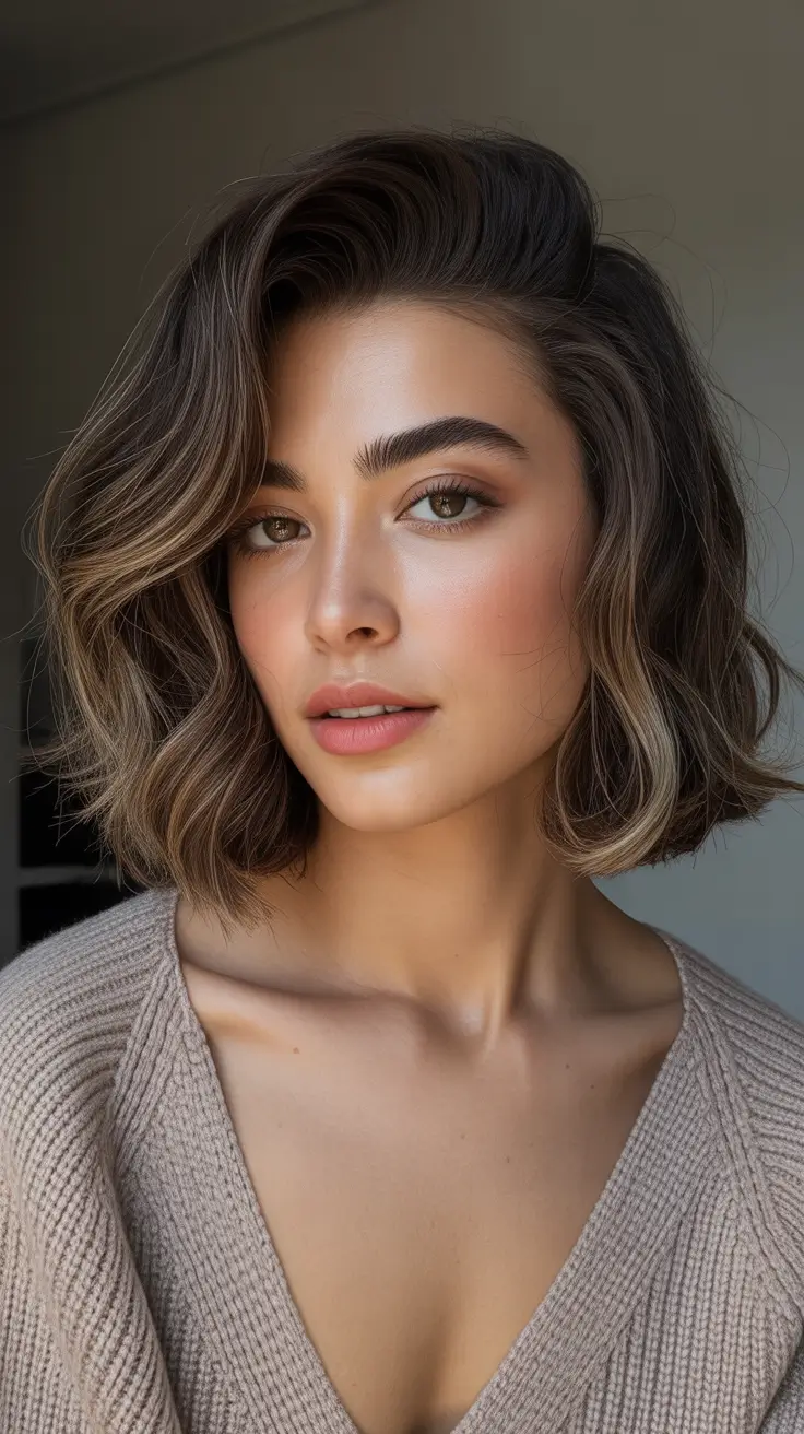 fall oval face haircuts Clean Bob with Smoky Undertones
