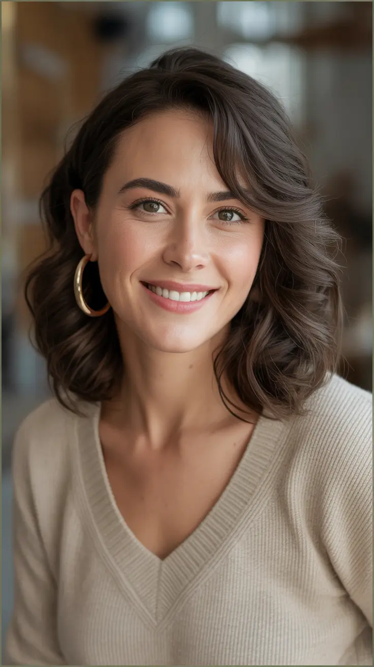 fall oval face haircuts Soft Retro Waves with a Mid-Length Touch