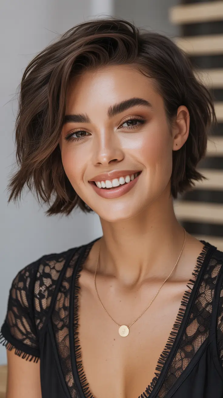 fall oval face haircuts Modern Cropped Bob with Texture