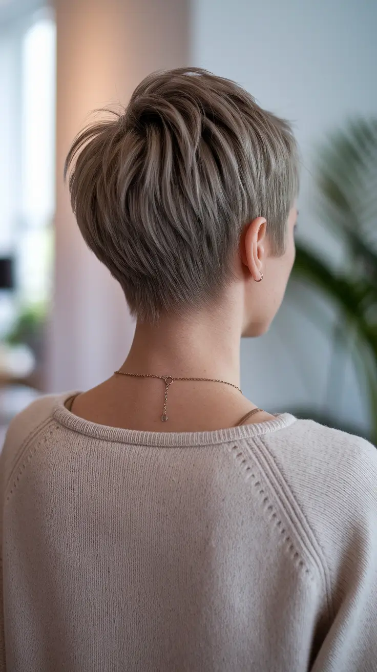 fall pixie haircut Smoky Mushroom Tapered Crop