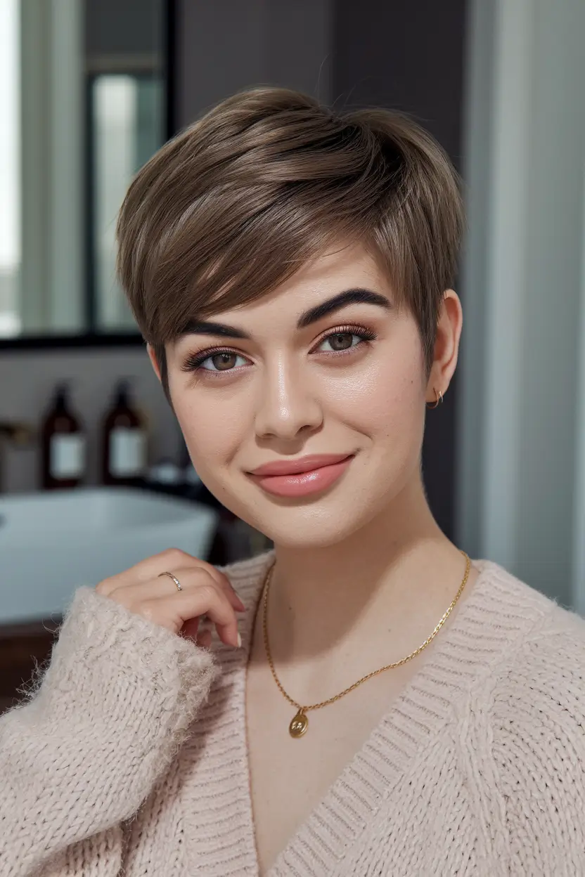 fall pixie haircut Honey-Chestnut Classic Pixie
