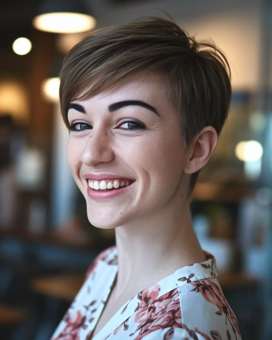 fall pixie haircut Soft Mushroom Pixie with Side Sweep