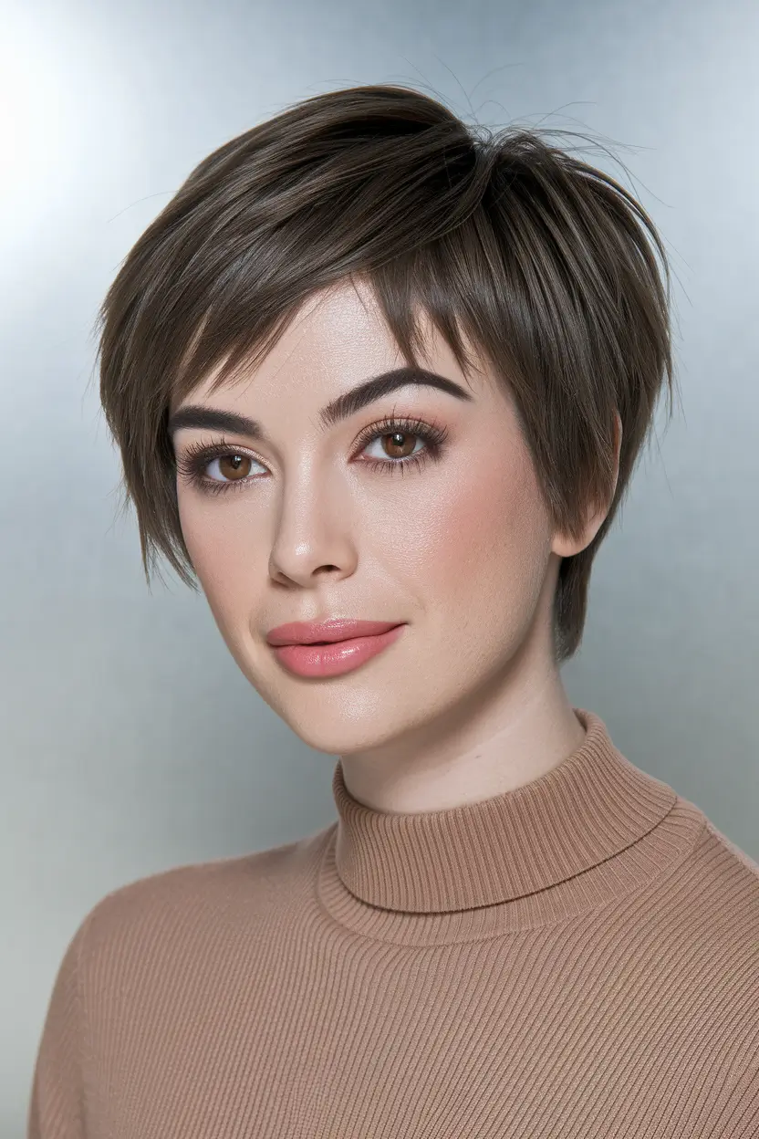 fall pixie haircut Polished Pixie with Micro-Layers and Chocolate Sheen