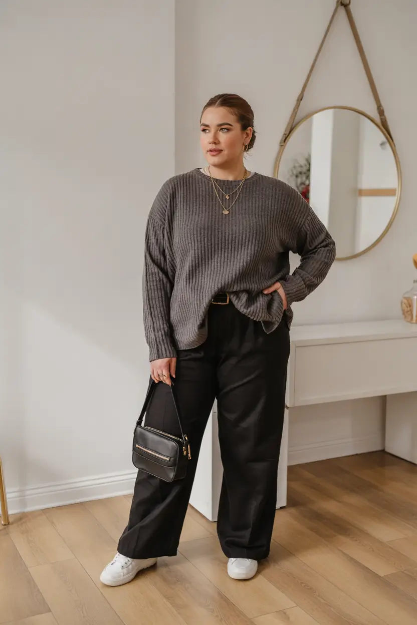 fall plus size capsule wardrobe Cool Comfort with an Understated Edge