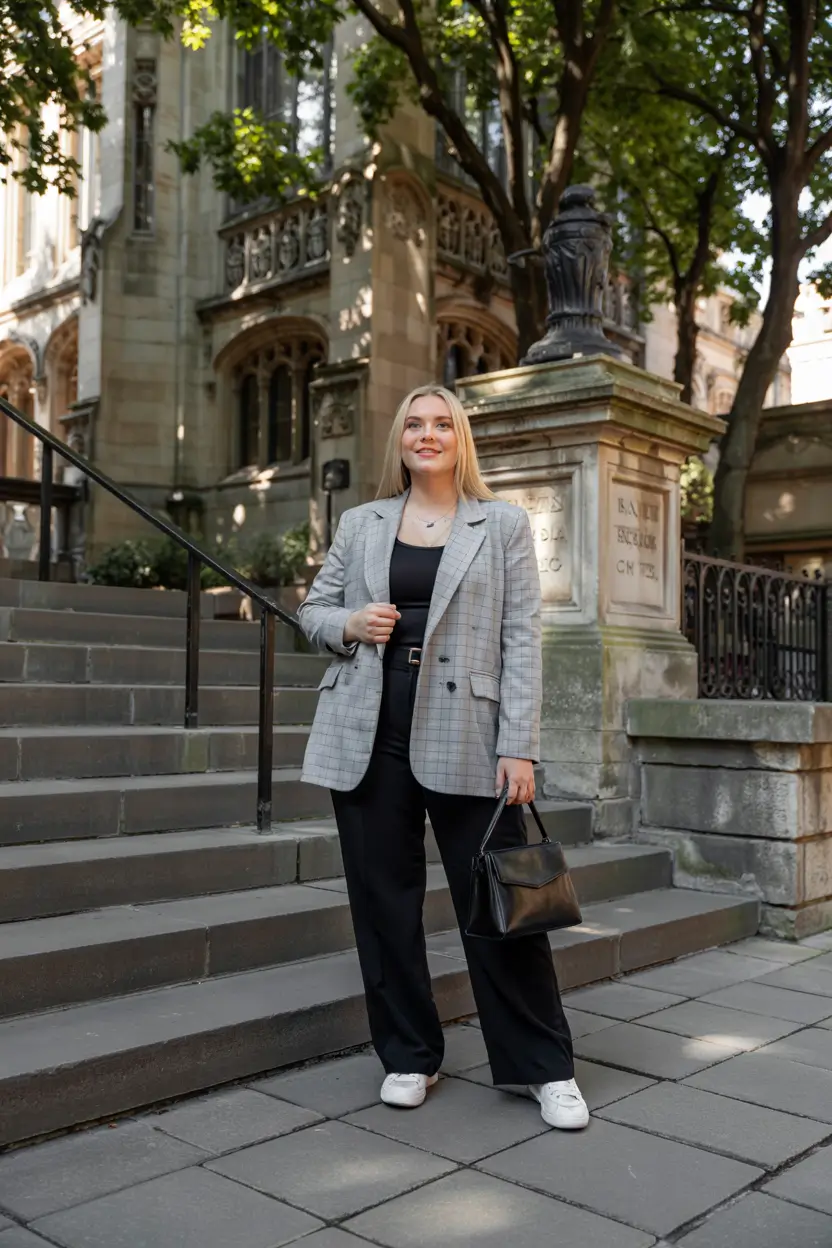 fall plus size capsule wardrobe City-Smart Layers with a Menswear Edge