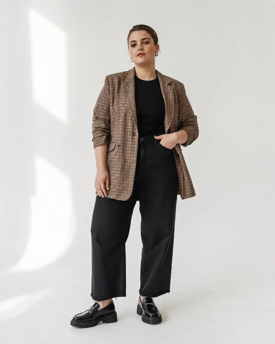 plus size fall fashion capsule wardrobe Sharp, Structured, and a Little Bit Moody