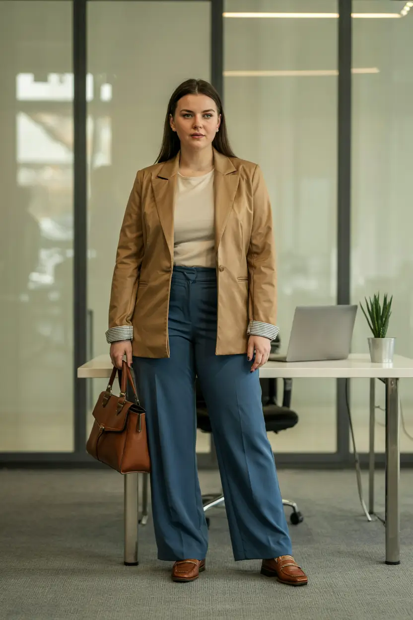 plus size fall work capsule wardrobe Modern Classic in Unexpected Blues