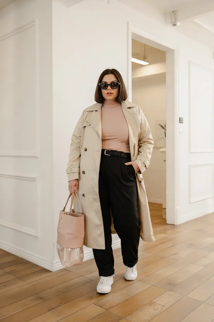 fall plus size capsule wardrobe Sporty Chic with Soft Layers