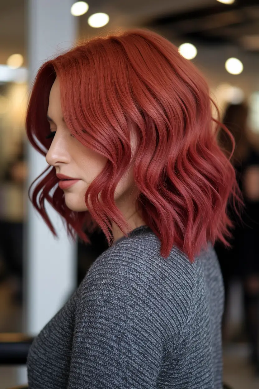 fall red hair color bob Cherry Rose Wavy Bob