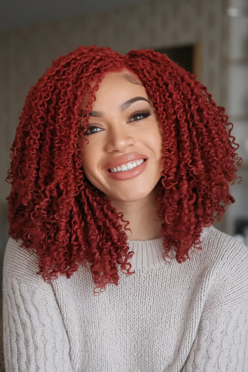 fall red hair color autumn black women Cherry Cola Curls for Cool-Weather Queens
