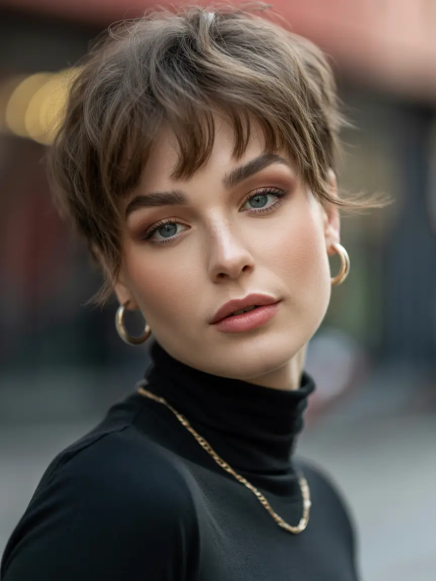 fall short haircuts for women Feathery Textured Pixie With Bangs