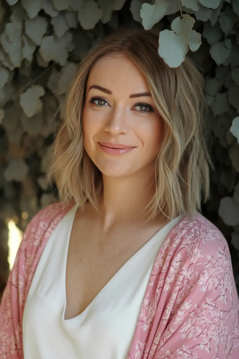 wavy hair Textured Lived-In Lob With Natural Waves