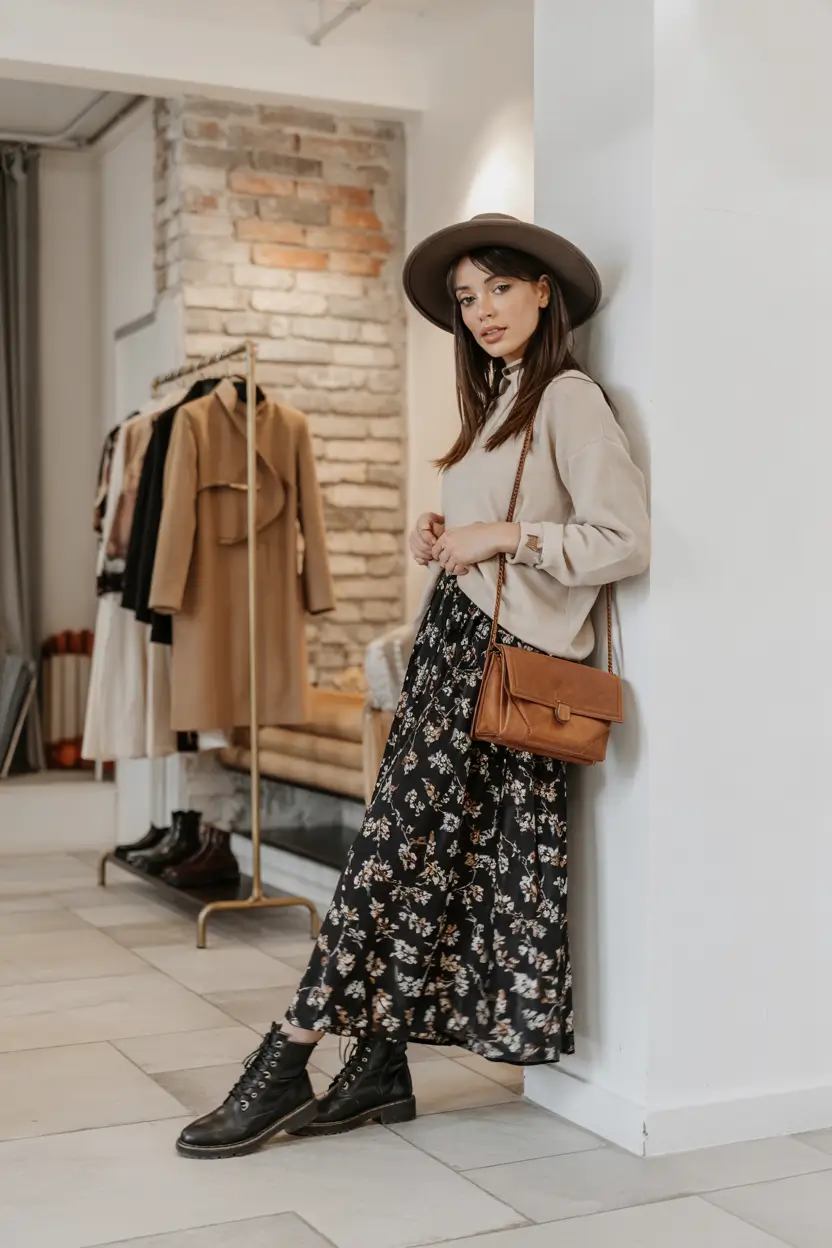 fall skirt outfits casual Boho Chic with an Edge