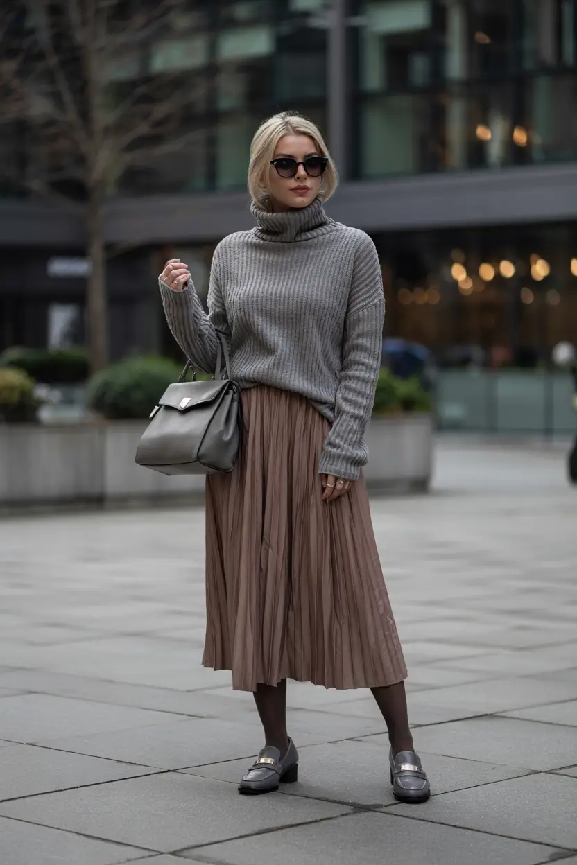 fall skirt outfits plus size Soft Neutrals in a City Frame