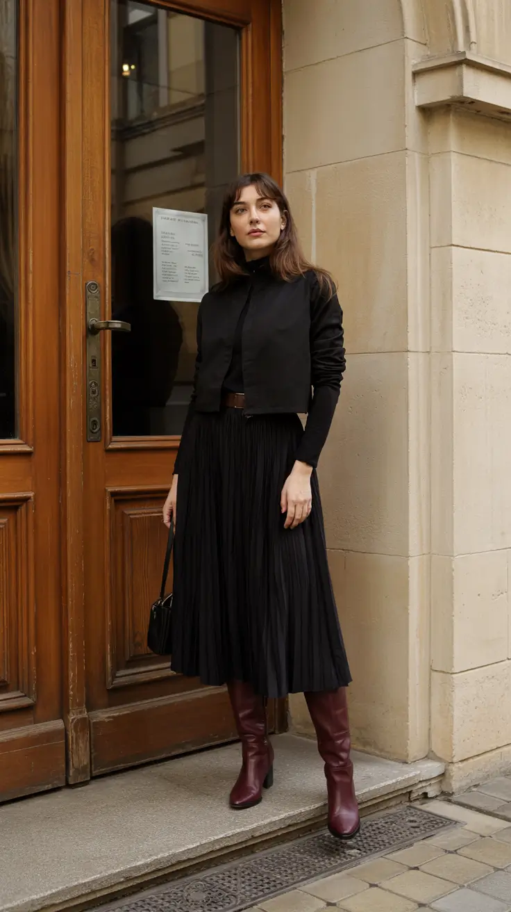 fall skirt outfits black women Power Black With a Hint of Retro Cool