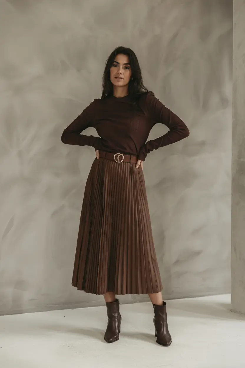 fall skirt outfits plus size Chic Chocolate Monochrome Moment