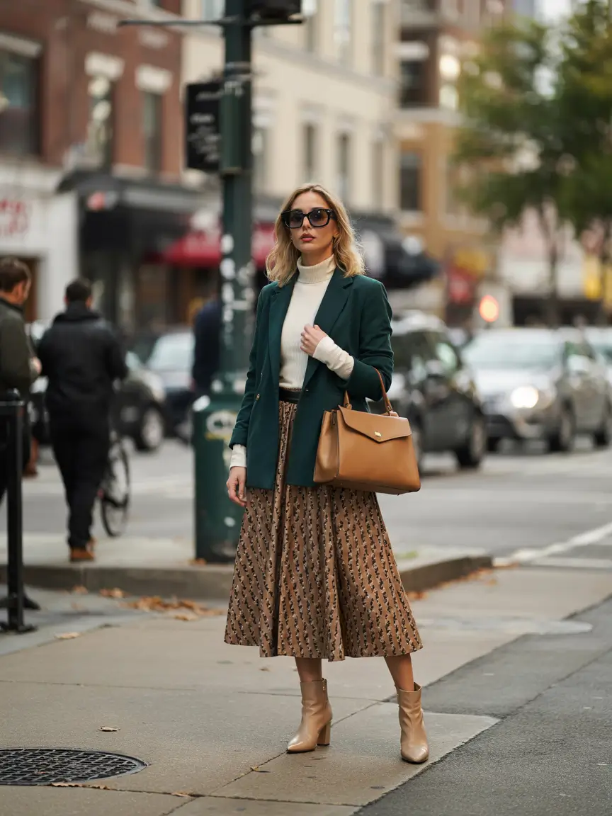 fall skirt outfits with boots Classic Layers with Modern Warmth