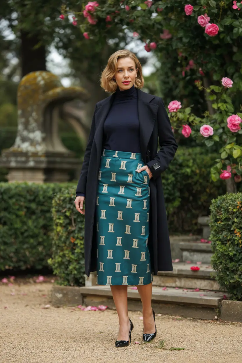 fall skirt outfits women Refined Elegance Meets Garden Party Noir